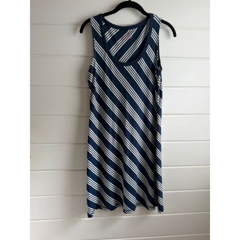 Vineyard Vines Navy Blue White Diagonal Striped Tank Dress Size Medium M